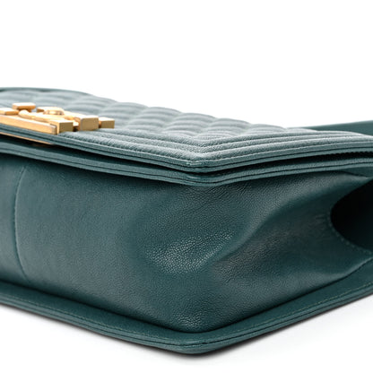 Chanel Caviar Quilted Medium Boy Flap Dark Green 10 of 10