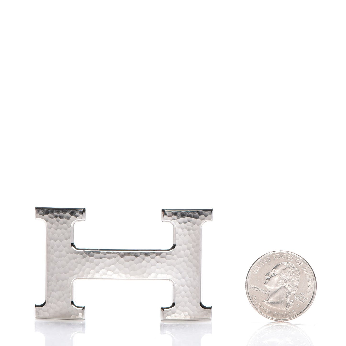 32mm Palladium H Belt Buckle Martelee Silver
