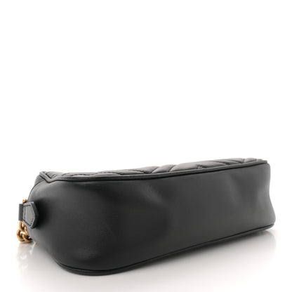Gucci Calfskin Matelasse Small GG Marmont Chain Shoulder Bag Black 4 of 13