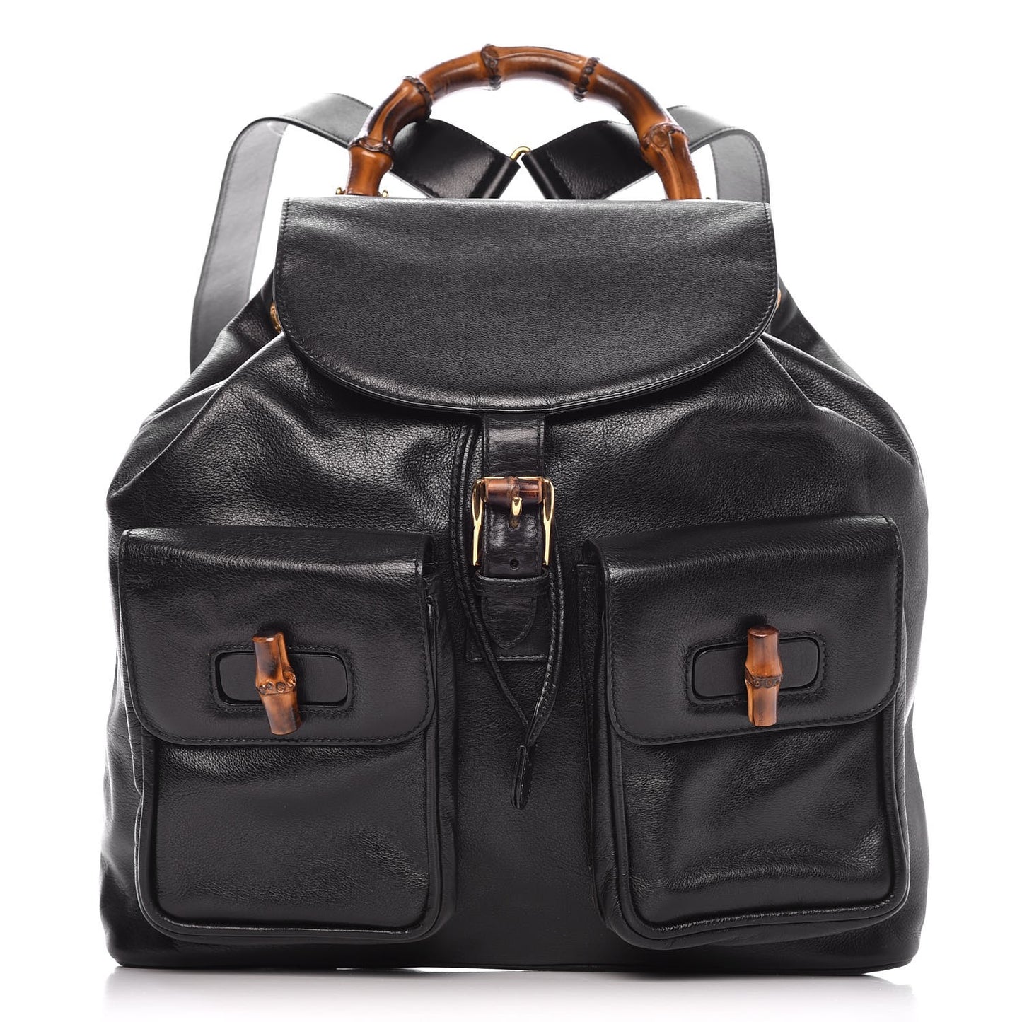 Calfskin Bamboo Backpack Black