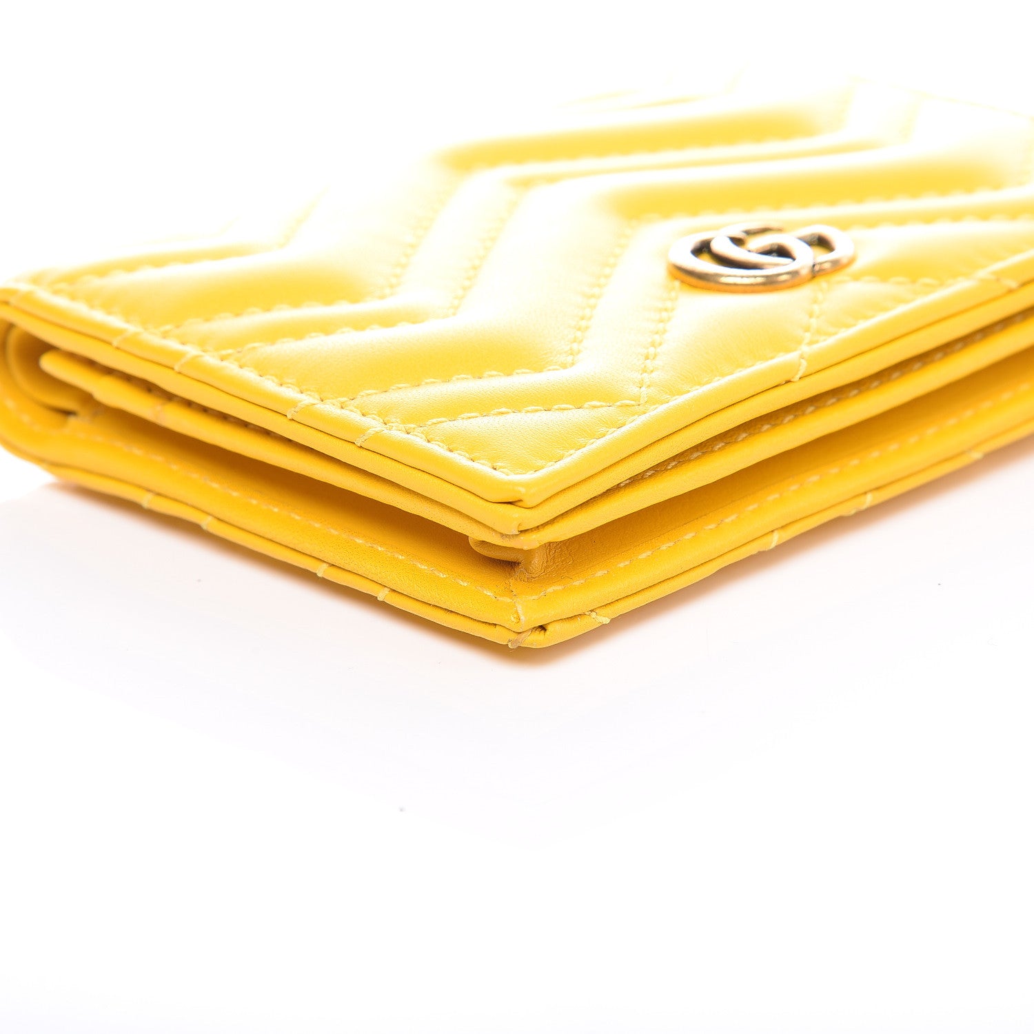 Gucci Calfskin Matelasse GG Marmont Card Case Stone Topaz 9 of 10