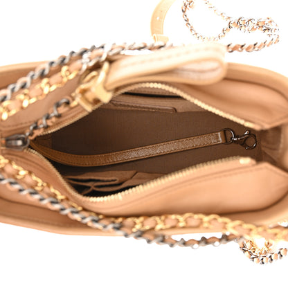 Chanel Aged Calfskin Chevron Quilted Small Gabrielle Hobo Beige 5 of 10