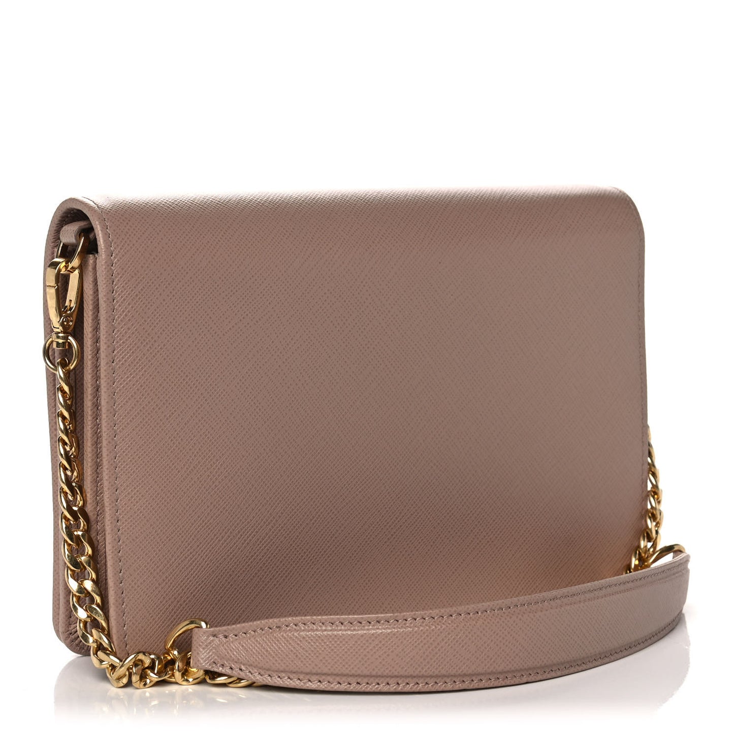 Saffiano Lux Monocrome Chain Wallet Cipria