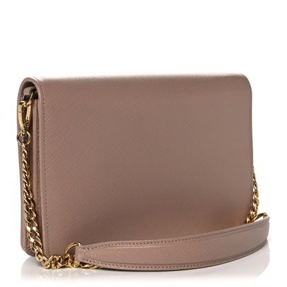 Prada Saffiano Lux Monocrome Chain Wallet Cipria 4 of 12