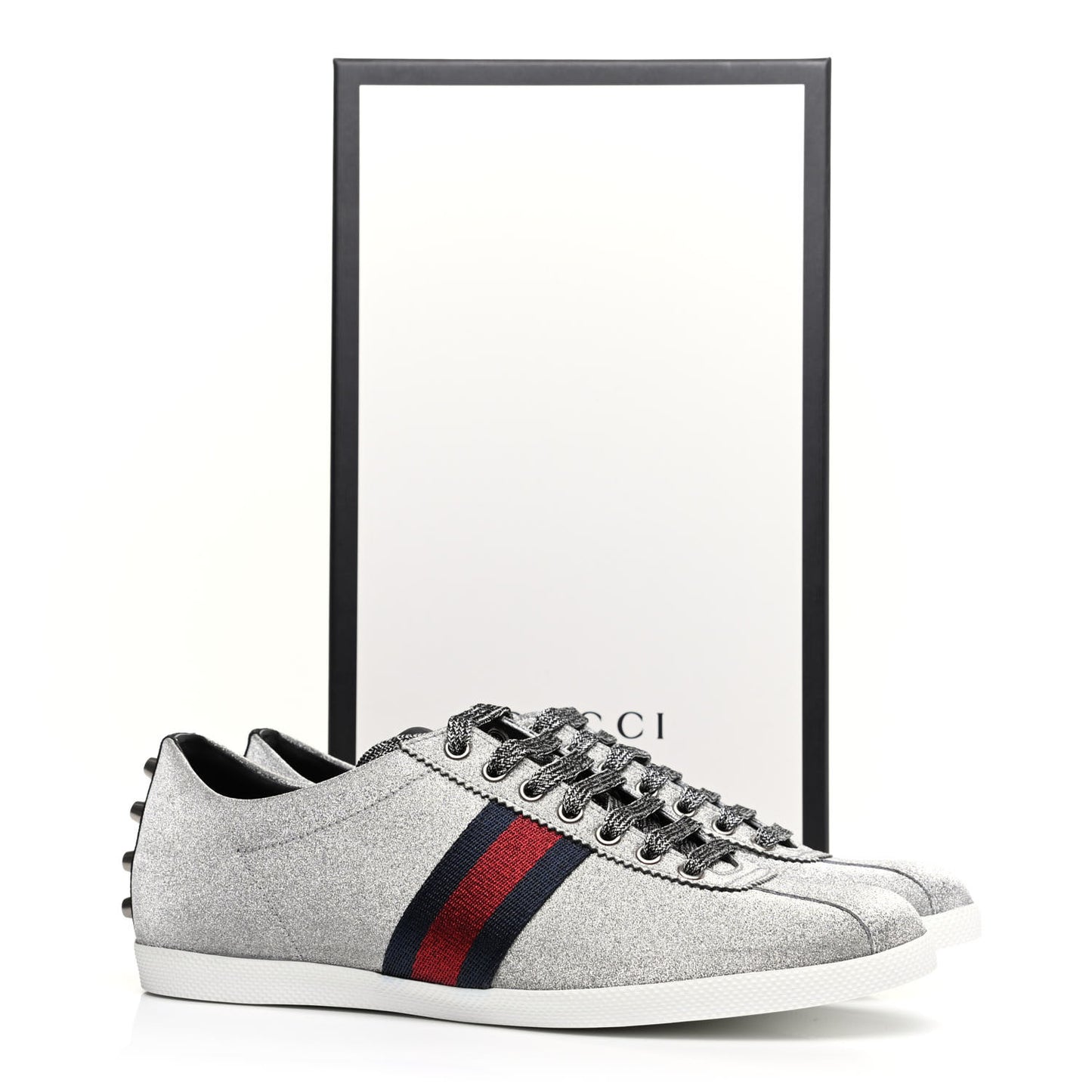 Glitter Fabric Studded Web Mens Sneakers 9 Silver