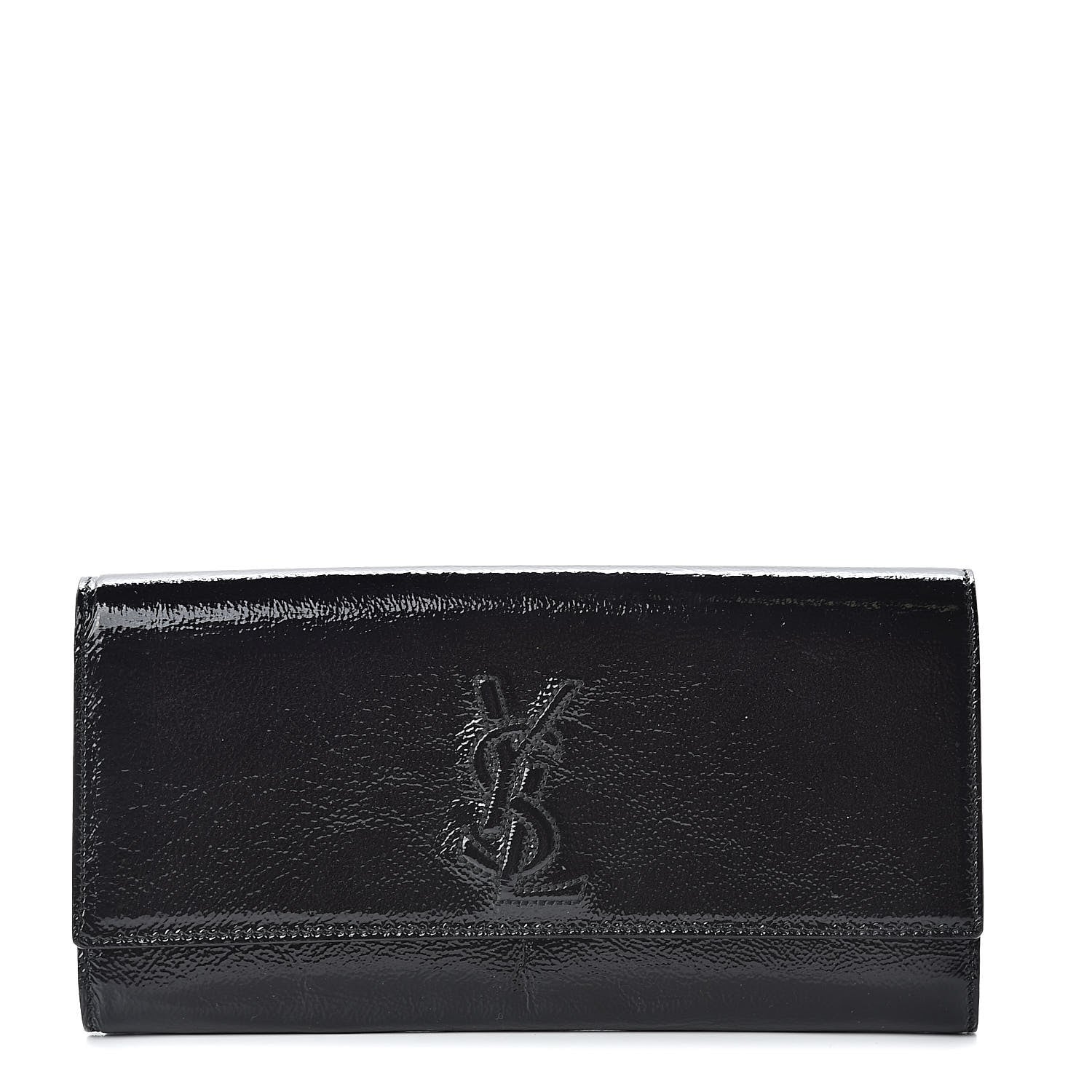 Saint Laurent Textured Patent Monogram Small Belle De Jour Clutch Black 1 of 8