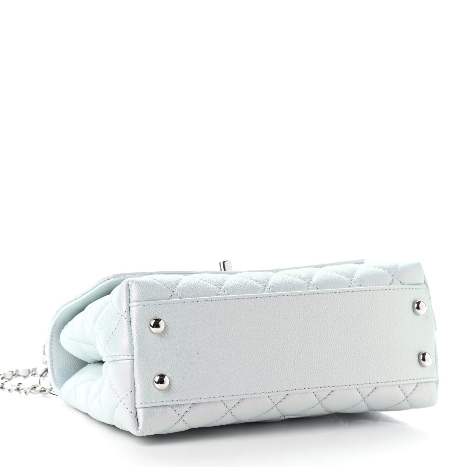 Chanel Iridescent Caviar Quilted Mini Coco Handle Flap Light Blue 4 of 9