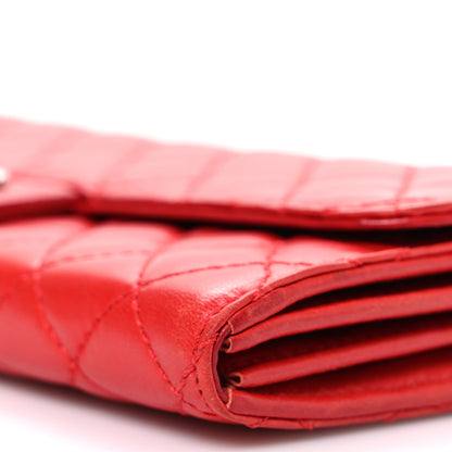 Chanel Lambskin Quilted East West Flap Clutch Red 10 of 11
