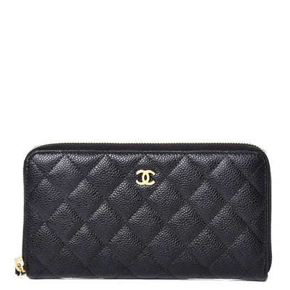 Chanel Caviar Quilted Large Gusset Zip Around Wallet Black 1 of 10