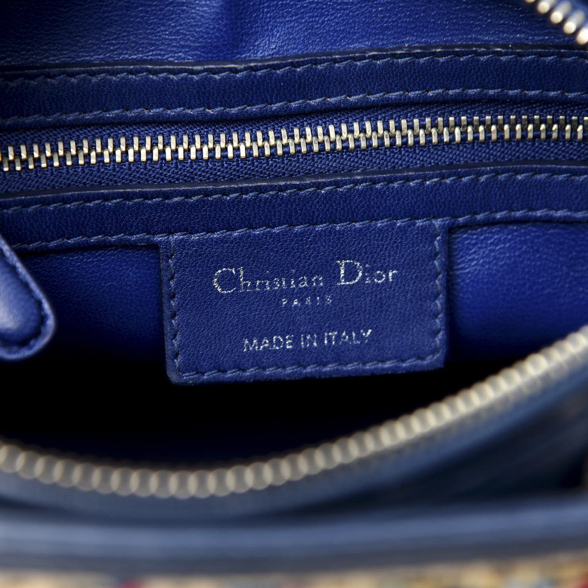 Raffia Medium Lady Dior Blue