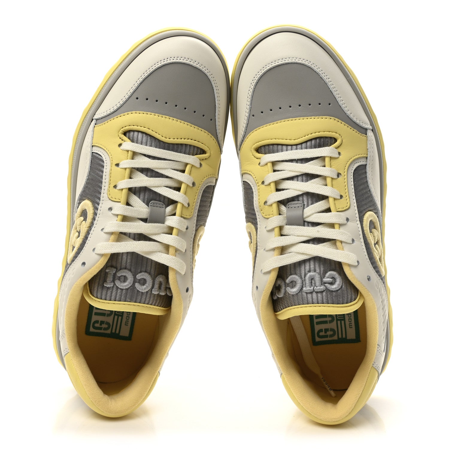Gucci Dali Soft Calfskin Womens Mac80 Sneakers 35 Off White Grey Sky Yellow 38.5 Off White Grey Sky Yellow 2 of 10