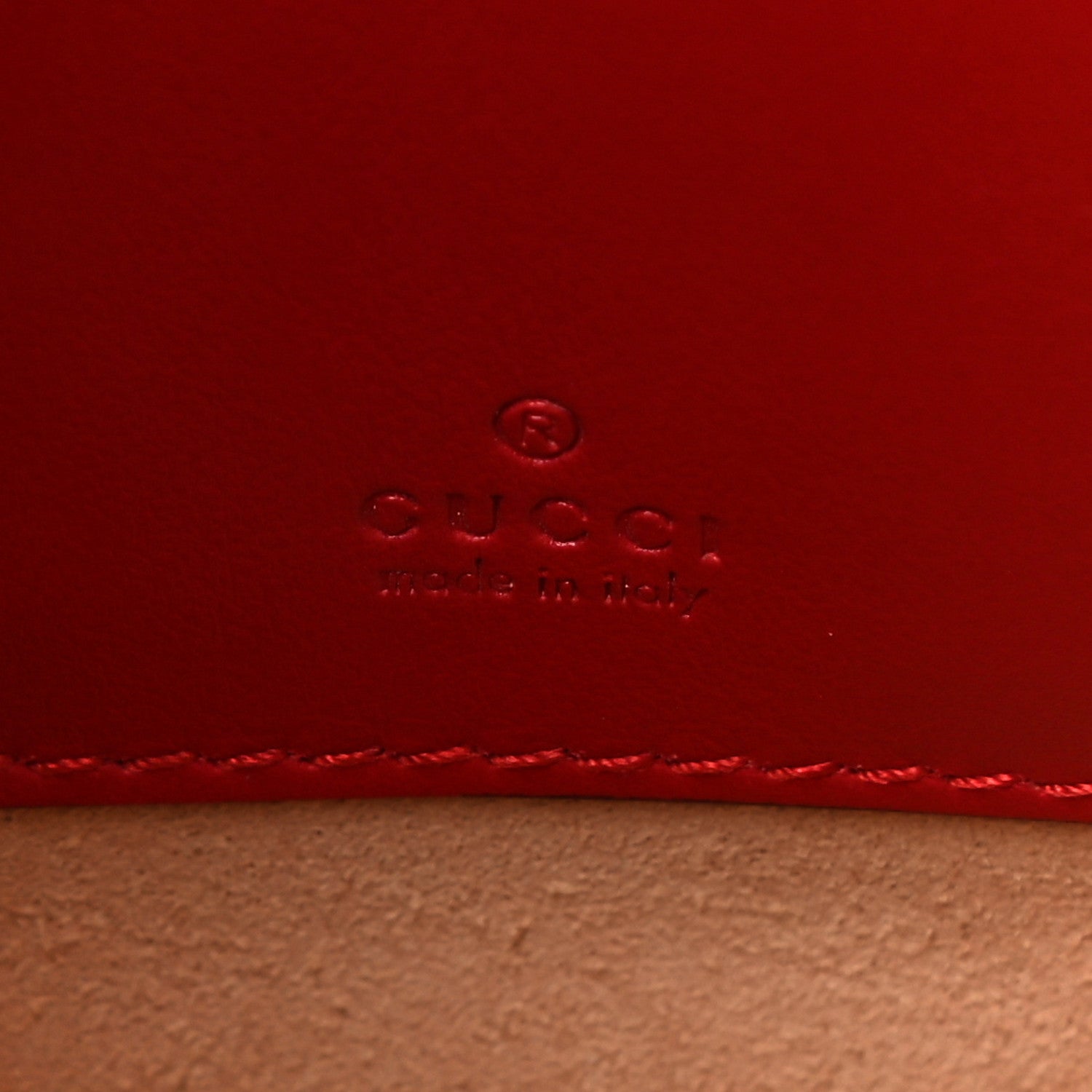 Gucci Calfskin Matelasse GG Marmont Round Wrist Wallet Hibiscus Red 7 of 10