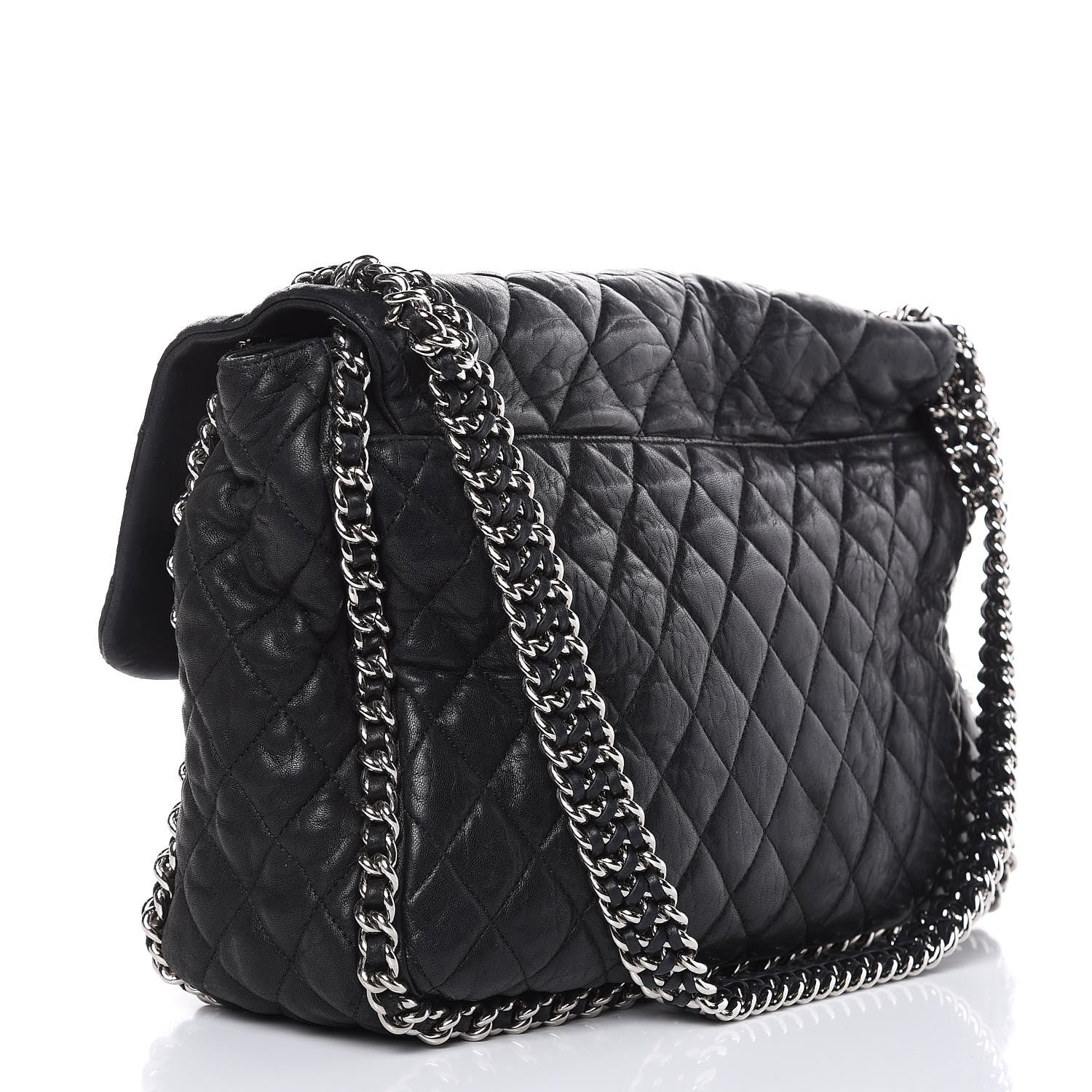Chanel Washed Lambskin Quilted Maxi Chain Around Flap Black 3 of 19