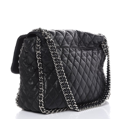 Chanel Washed Lambskin Quilted Maxi Chain Around Flap Black 3 of 19