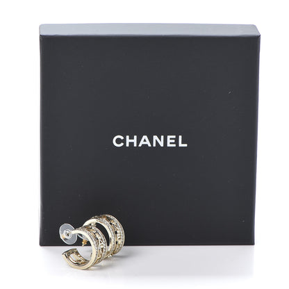 Chanel Metal Crystal Bow-tiful CC Hoop Earrings Gold 5 of 5