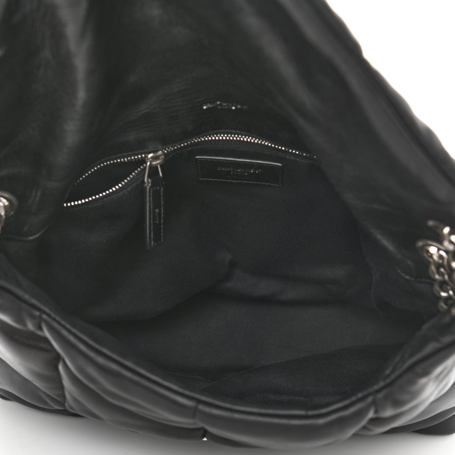 Saint Laurent Lambskin Quilted Medium Loulou Puffer Monogram Chain Satchel Black 5 of 12