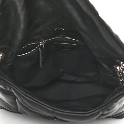Saint Laurent Lambskin Quilted Medium Loulou Puffer Monogram Chain Satchel Black 5 of 12