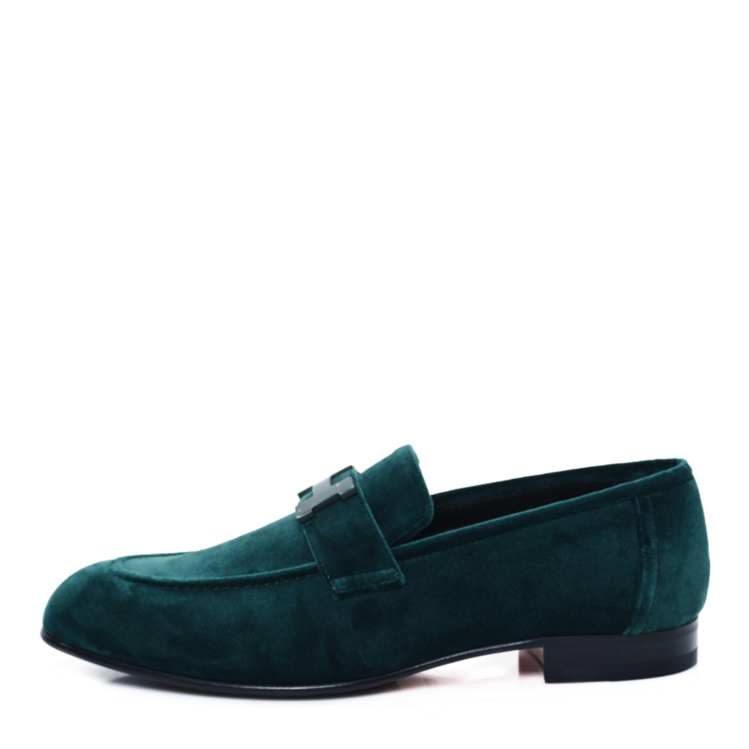 Hermes Velvet Mens Paris Loafers 40.5 Vert Fonce 1 of 9