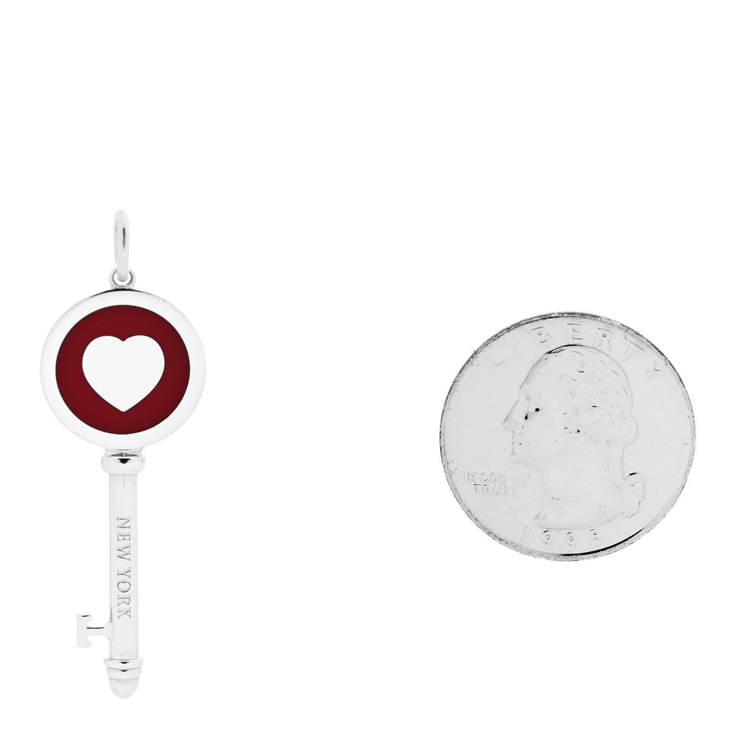Tiffany Sterling Silver Enamel Heart Key Pendant Red 2 of 4