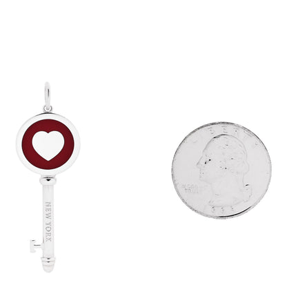 Tiffany Sterling Silver Enamel Heart Key Pendant Red 2 of 4
