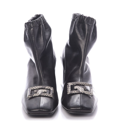 Givenchy Calfskin Snakeskin Embossed ID Scrunch Bootie 37 Black 2 of 10