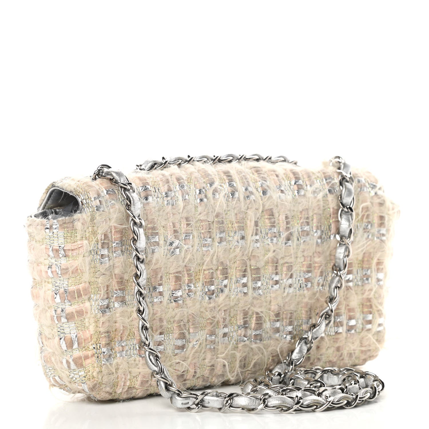 Chanel Tweed Quilted Single Flap Beige 4 of 12
