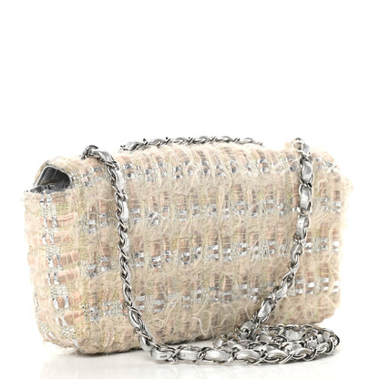Chanel Tweed Quilted Single Flap Beige 4 of 12