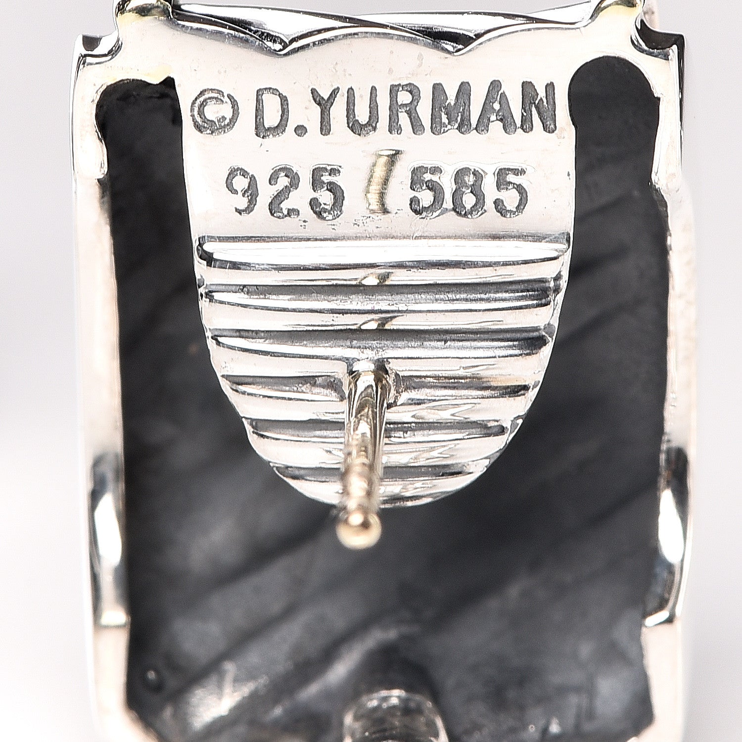David Yurman Sterling Silver 14K Yellow Gold Cable Classics Cigar Band Earrings 4 of 4
