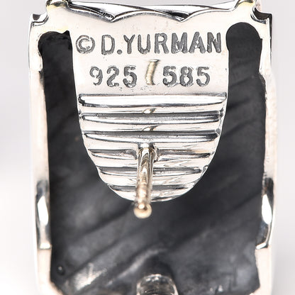 David Yurman Sterling Silver 14K Yellow Gold Cable Classics Cigar Band Earrings 4 of 4