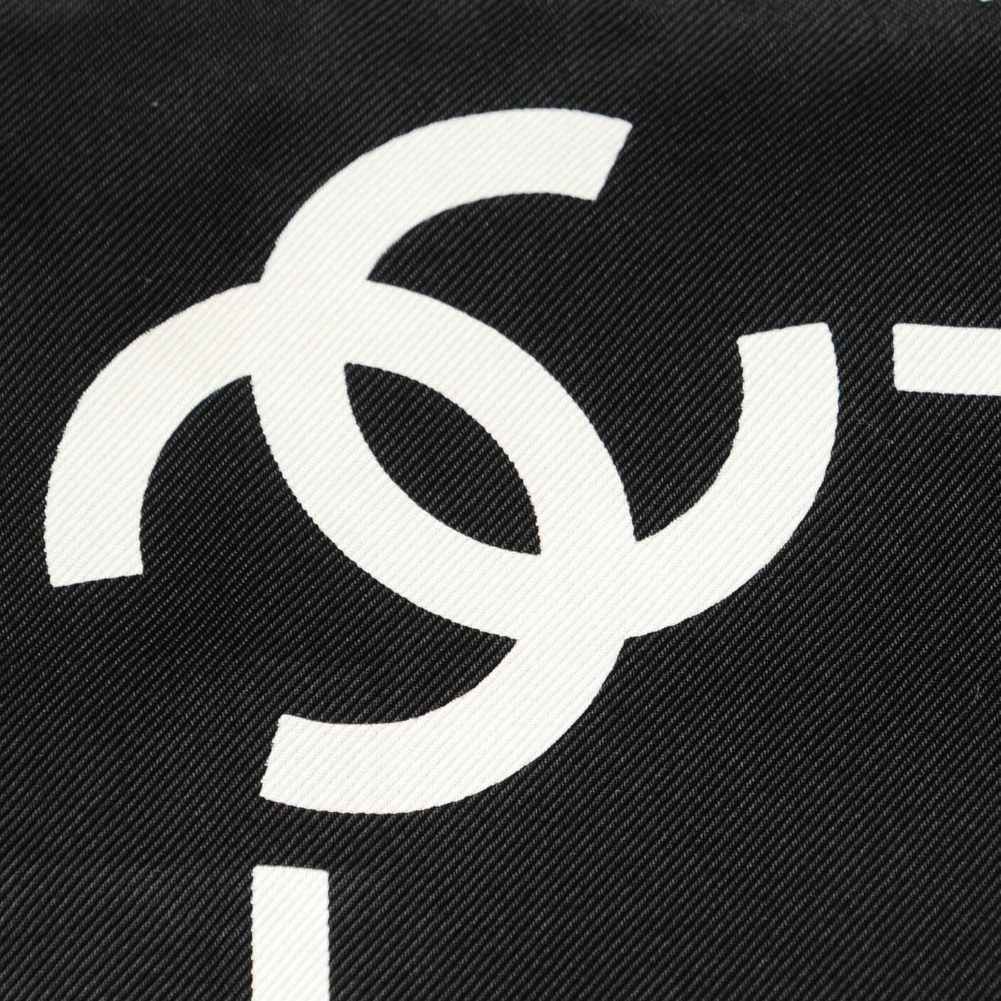 Silk CC Logo Stripe Scarf Black White