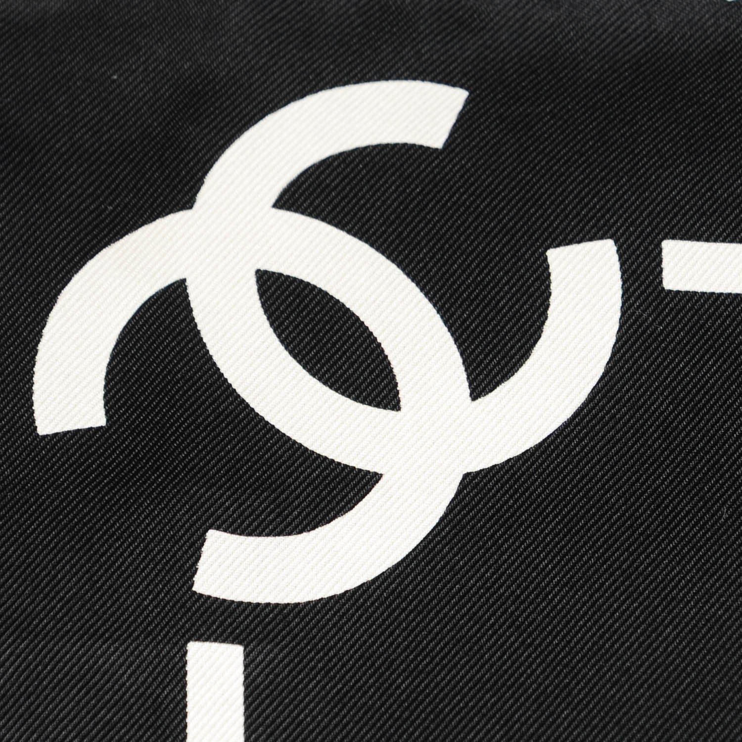 Chanel Silk CC Logo Stripe Scarf Black White 1 of 5