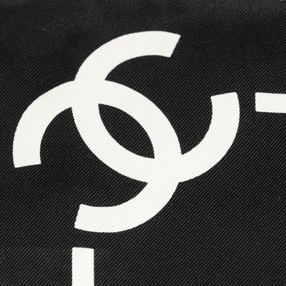 Chanel Silk CC Logo Stripe Scarf Black White 1 of 5