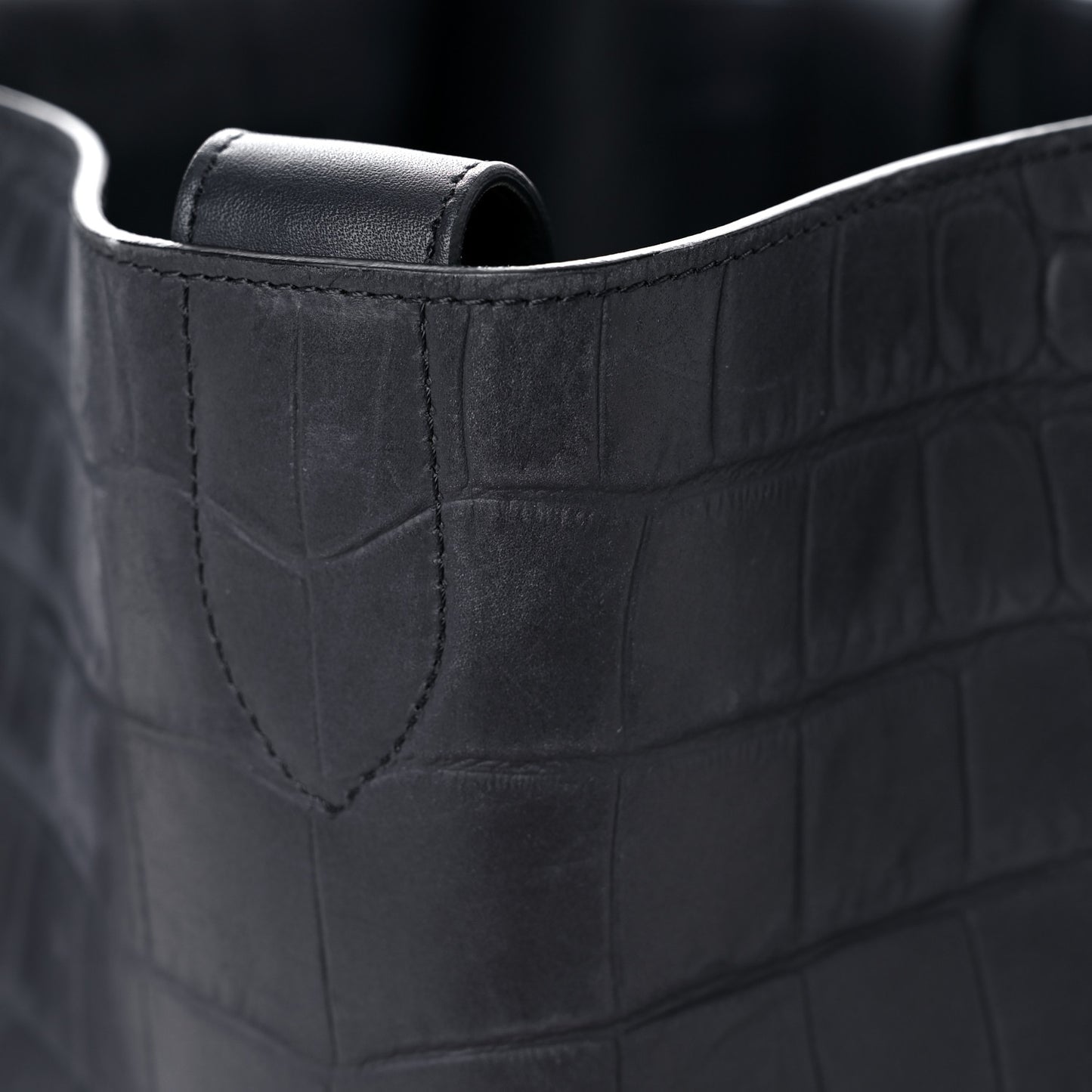 Crocodile Embossed Calfskin Medium Phantom Luggage Navy Blue