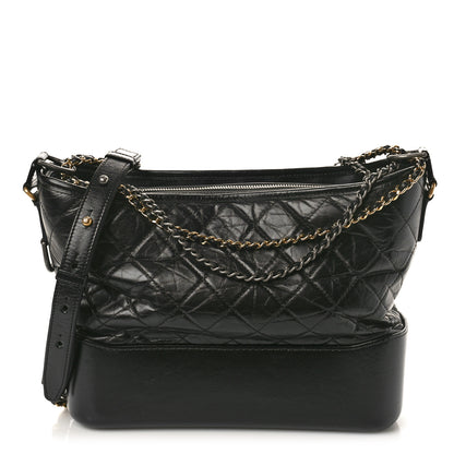 Chanel Aged Calfskin Quilted Medium Gabrielle Hobo Black 1 of 16