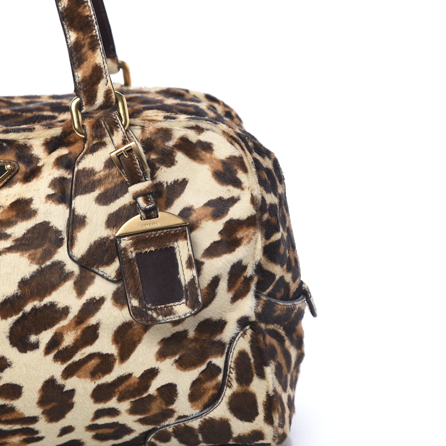 Calf Hair Leopard Print Shoulder Bag Avorio