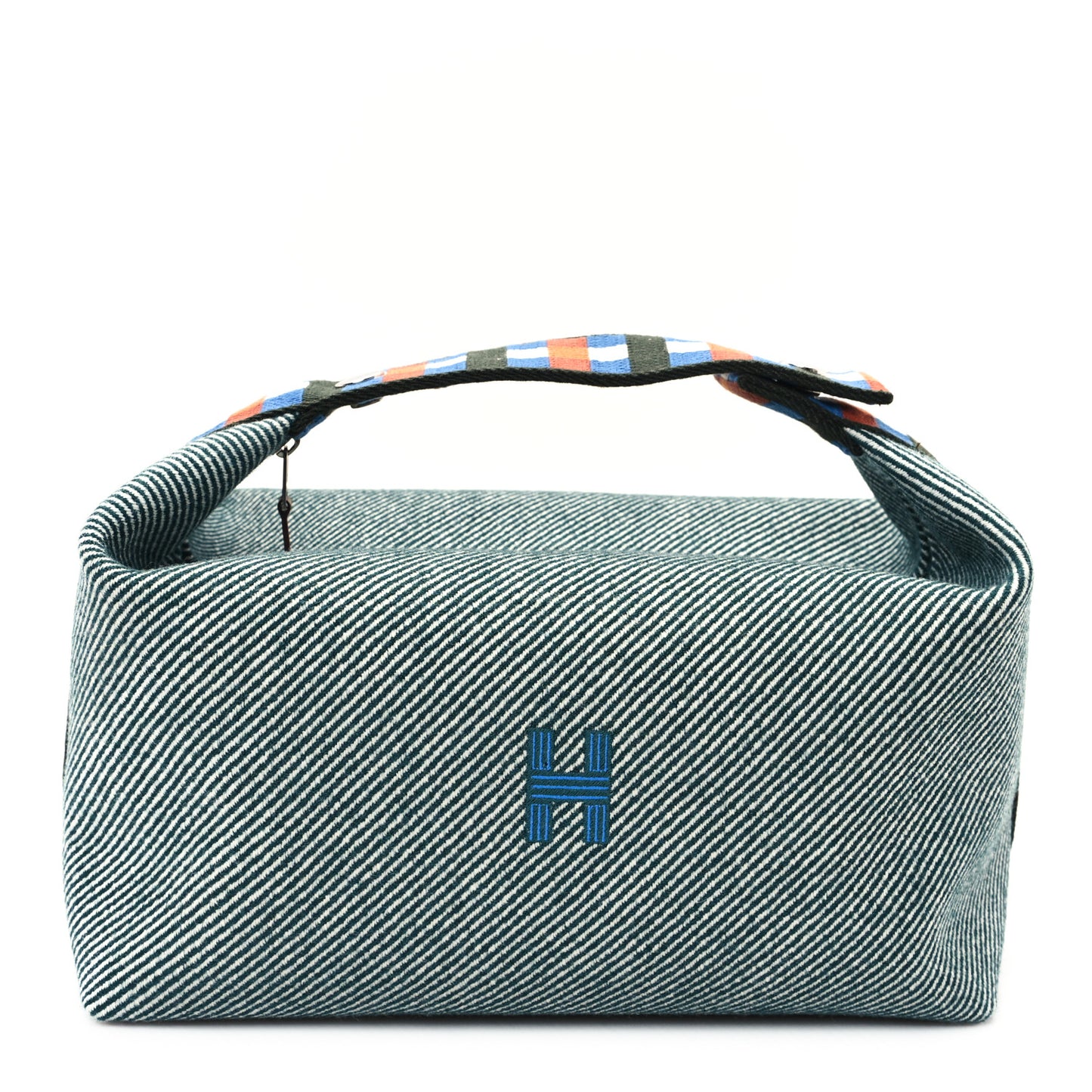 Wool Large Bride-A-Brac H Natte Pouch Bleu
