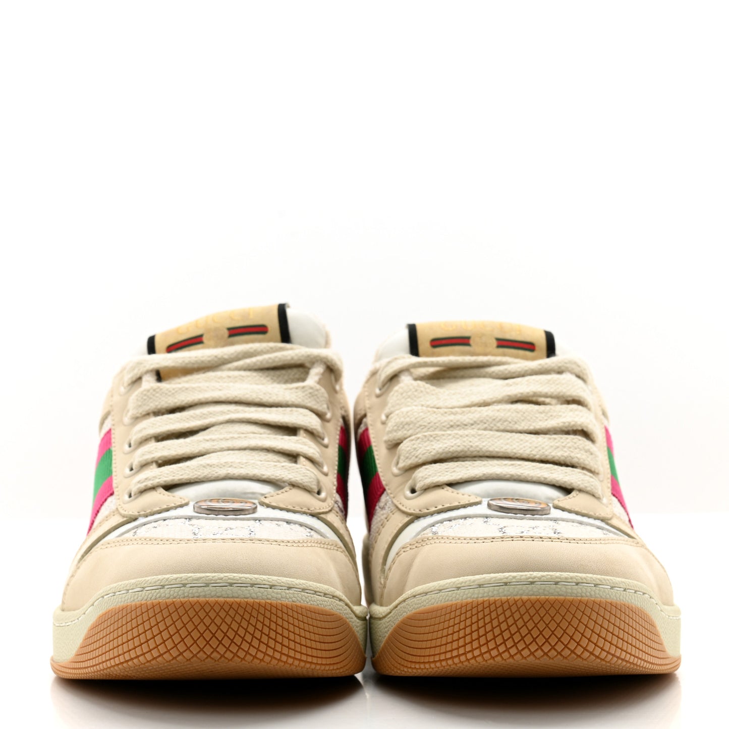 Lame GG Monogram Nubuck Web Screener Sneakers 37.5 Gardenia Silver Dusty Milk White