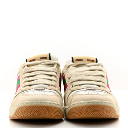 Gucci Lame GG Monogram Nubuck Web Screener Sneakers 37.5 Gardenia Silver Dusty Milk White 2 of 10