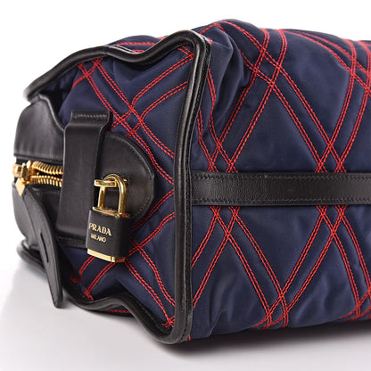 Prada Tessuto Nylon Quilted Impunturato Bauletto Baltico Fuoco 8 of 11