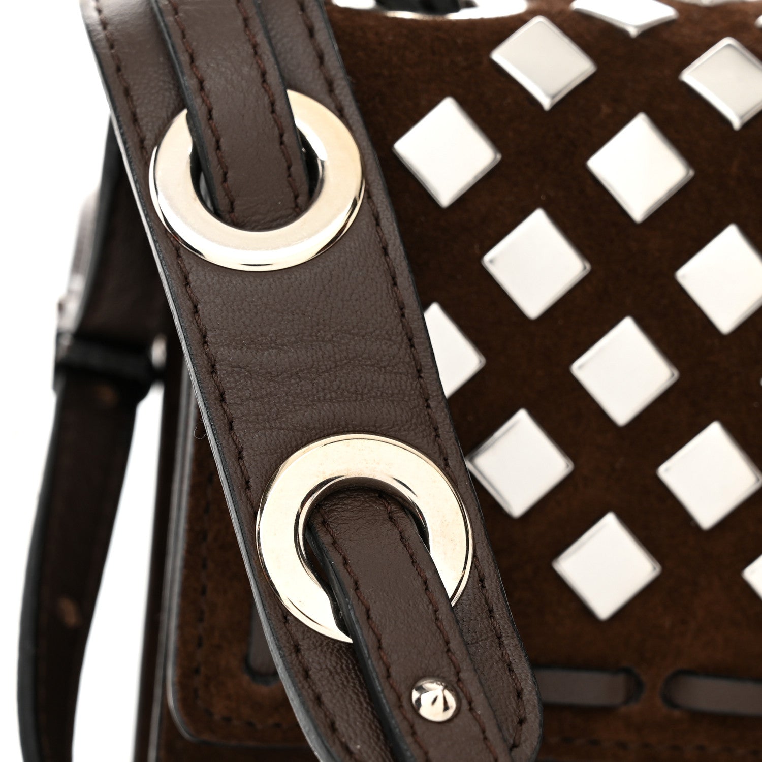 Jimmy Choo Suede Studded Mini Rebel Crossbody Brown 10 of 11
