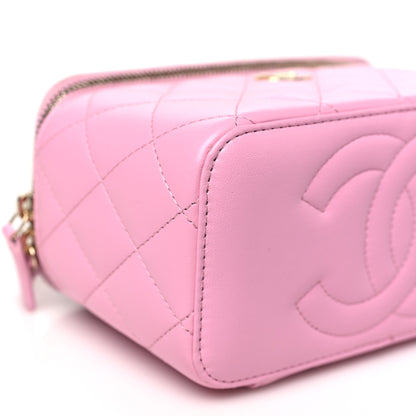 Chanel Lambskin Quilted Small Top Handle Vanity Case With Chain Lilac Light Green 9 of 11