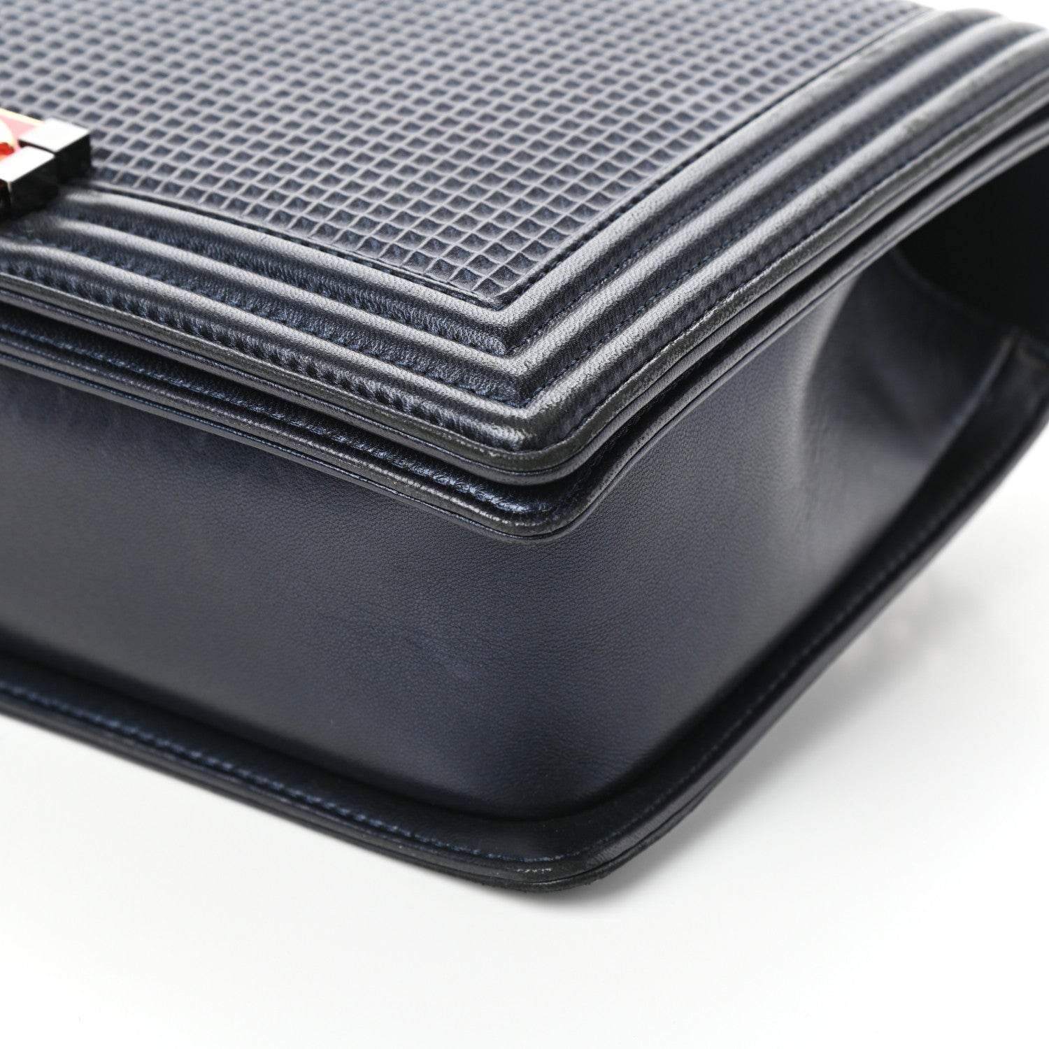 Chanel Lambskin Embossed New Medium Boy Cube Flap Navy 10 of 10