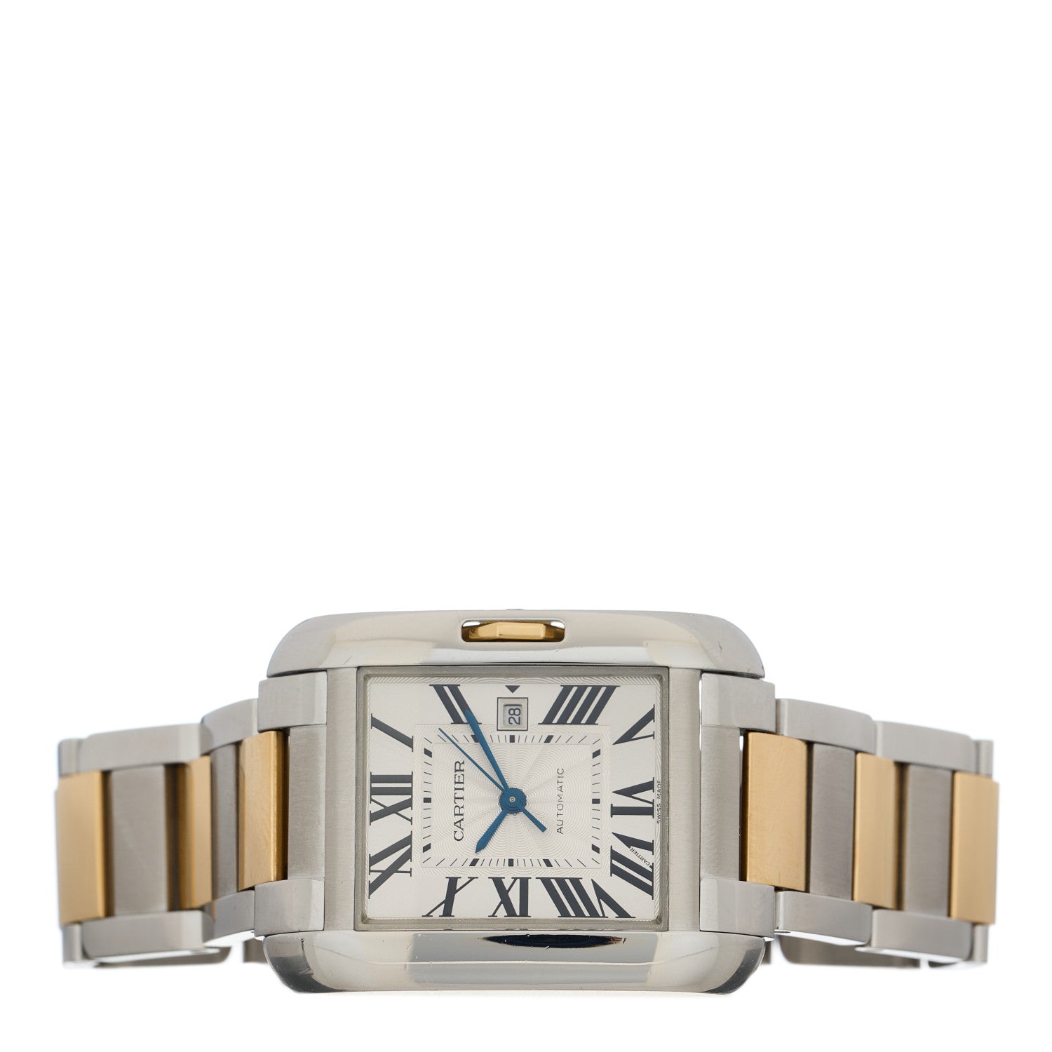 Cartier Stainless Steel 18K Yellow Gold 30mm Tank Anglaise Automatic Watch 2 of 5