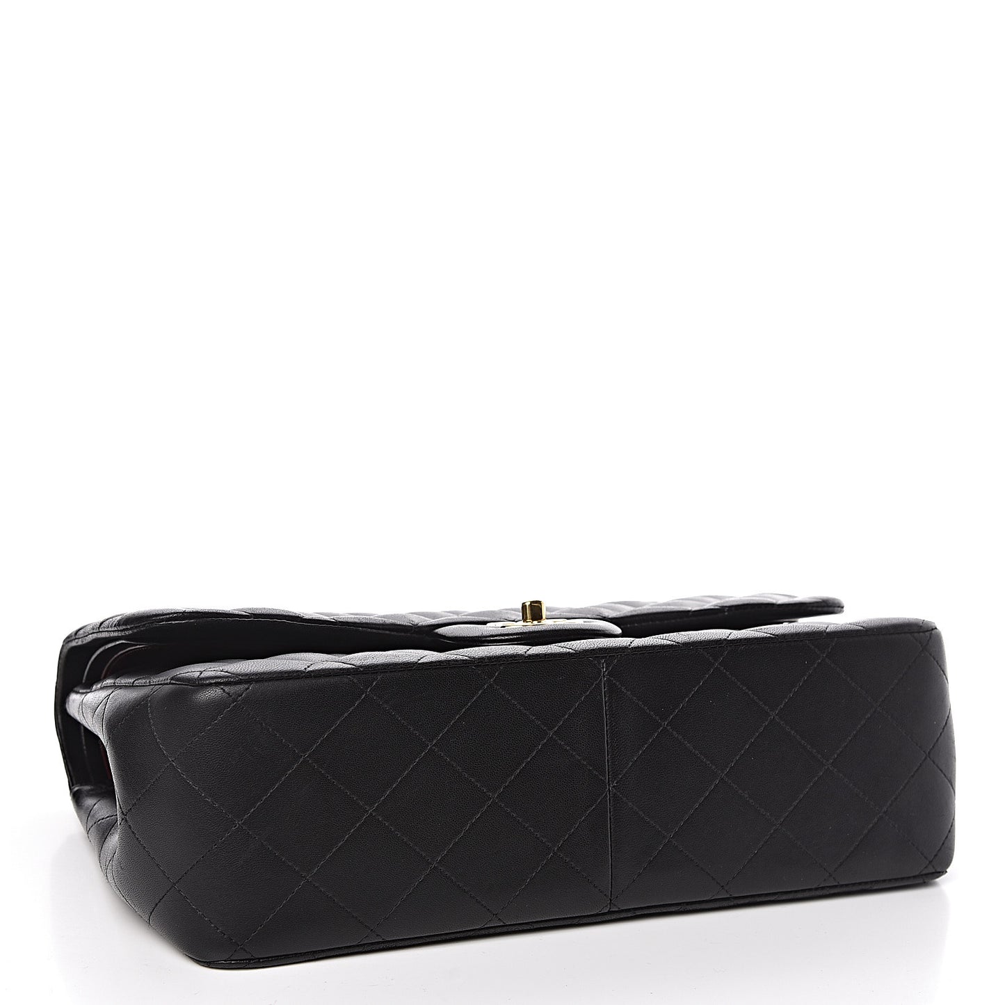 Lambskin Quilted Jumbo Double Flap Black