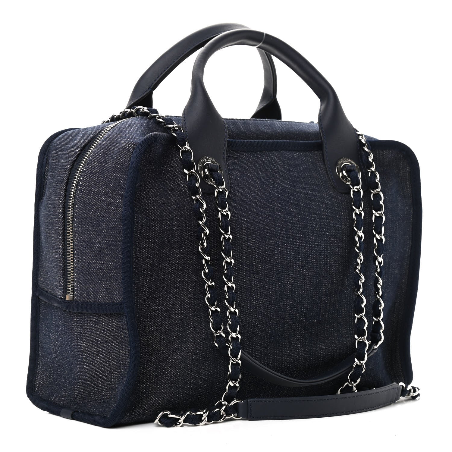 Chanel Denim Deauville Bowling Bag Dark Blue 3 of 9