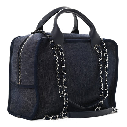 Chanel Denim Deauville Bowling Bag Dark Blue 3 of 9