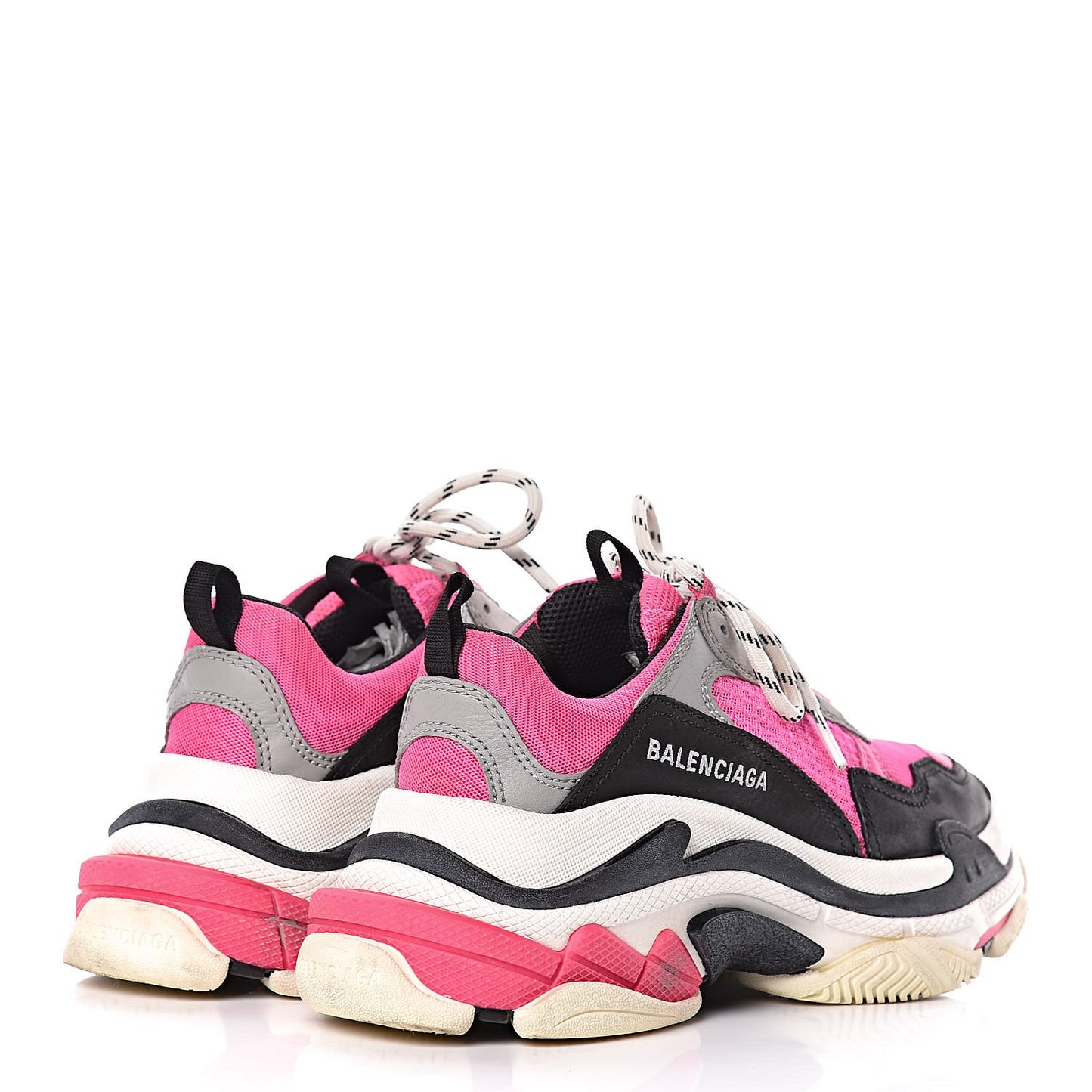 Fabric Mesh Womens Triple S Sneakers 38 Fluo Pink Grey White