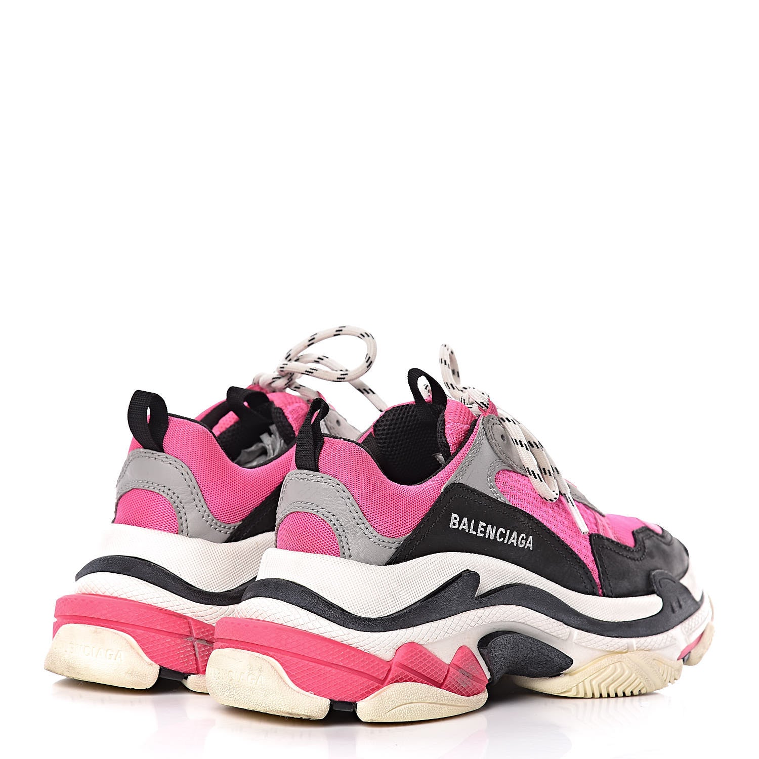 Balenciaga Fabric Mesh Womens Triple S Sneakers 38 Fluo Pink Grey White 4 of 10