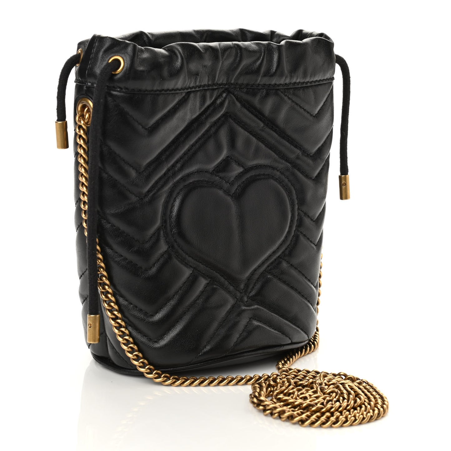 Calfskin Matelasse Mini GG Marmont 2.0 Bucket Bag Black