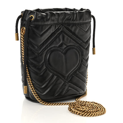 Gucci Calfskin Matelasse Mini GG Marmont 2.0 Bucket Bag Black 3 of 9